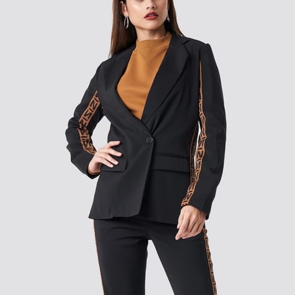 NA-KD Blazer Womens Sz Med Black Boxy Normcore Dark Academia Office Siren Chic